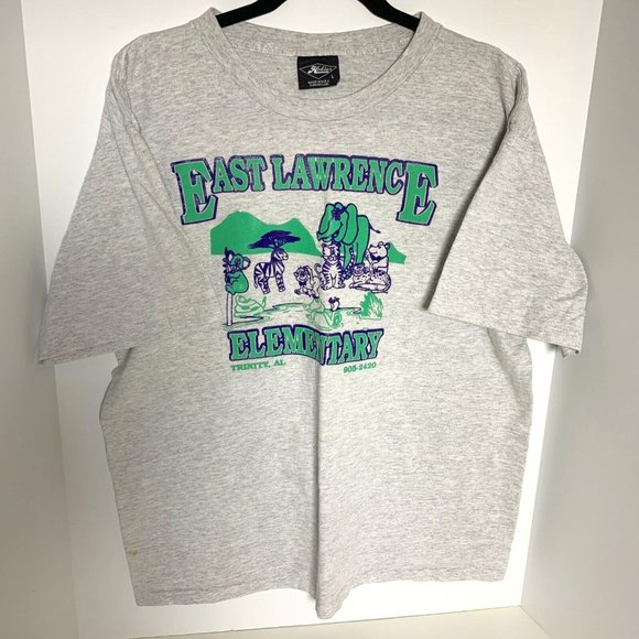 Vintage 90s Single Stitch East Lawrence Elementary Alabama Safari T-Shirt Size L - Picture 1 of 7